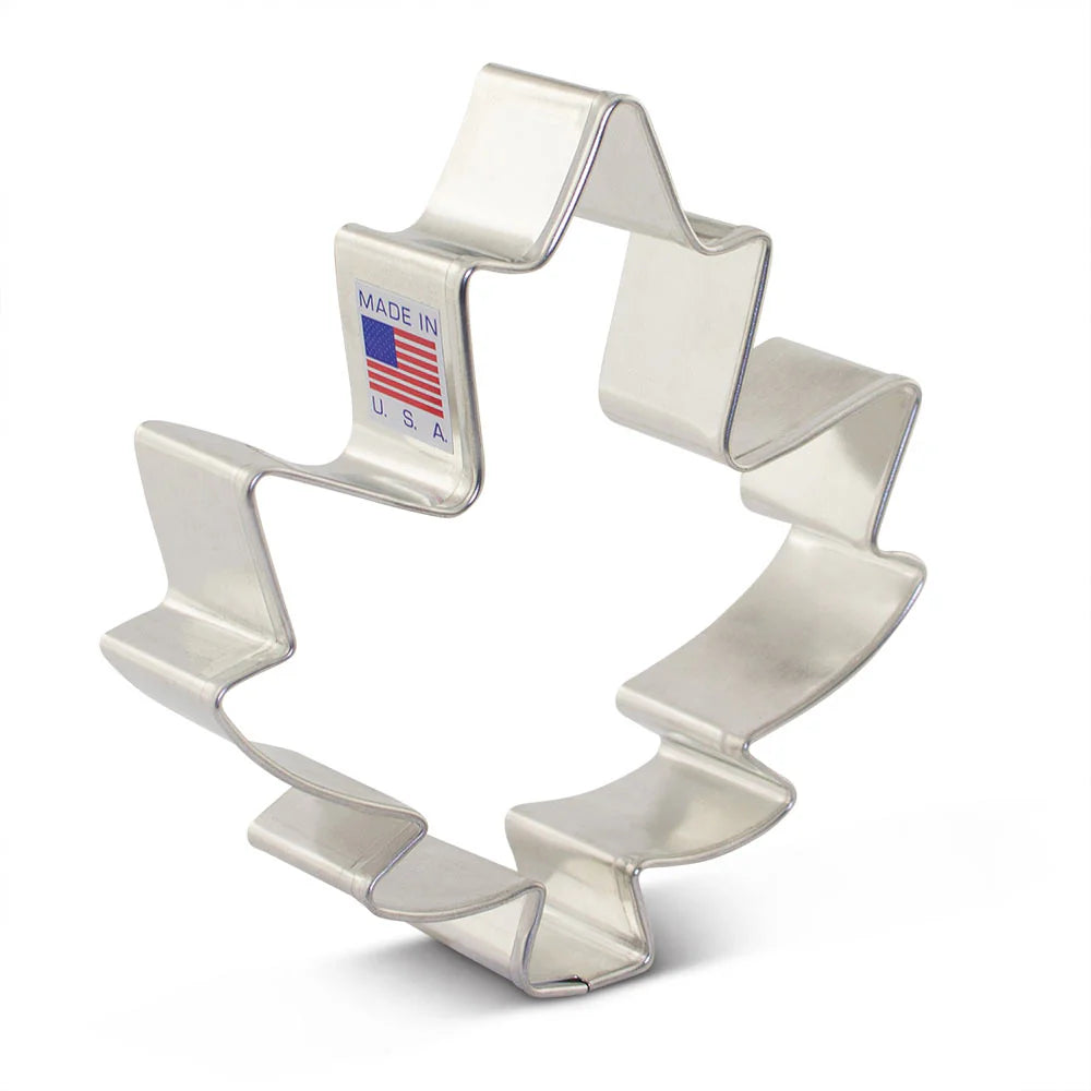 Maple leaf cookie cutter made of stainless steel, made in U.S.A.