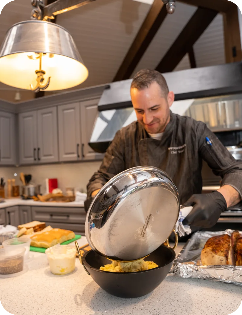 Chef cooking in 360cookware Stainless Steel Pan