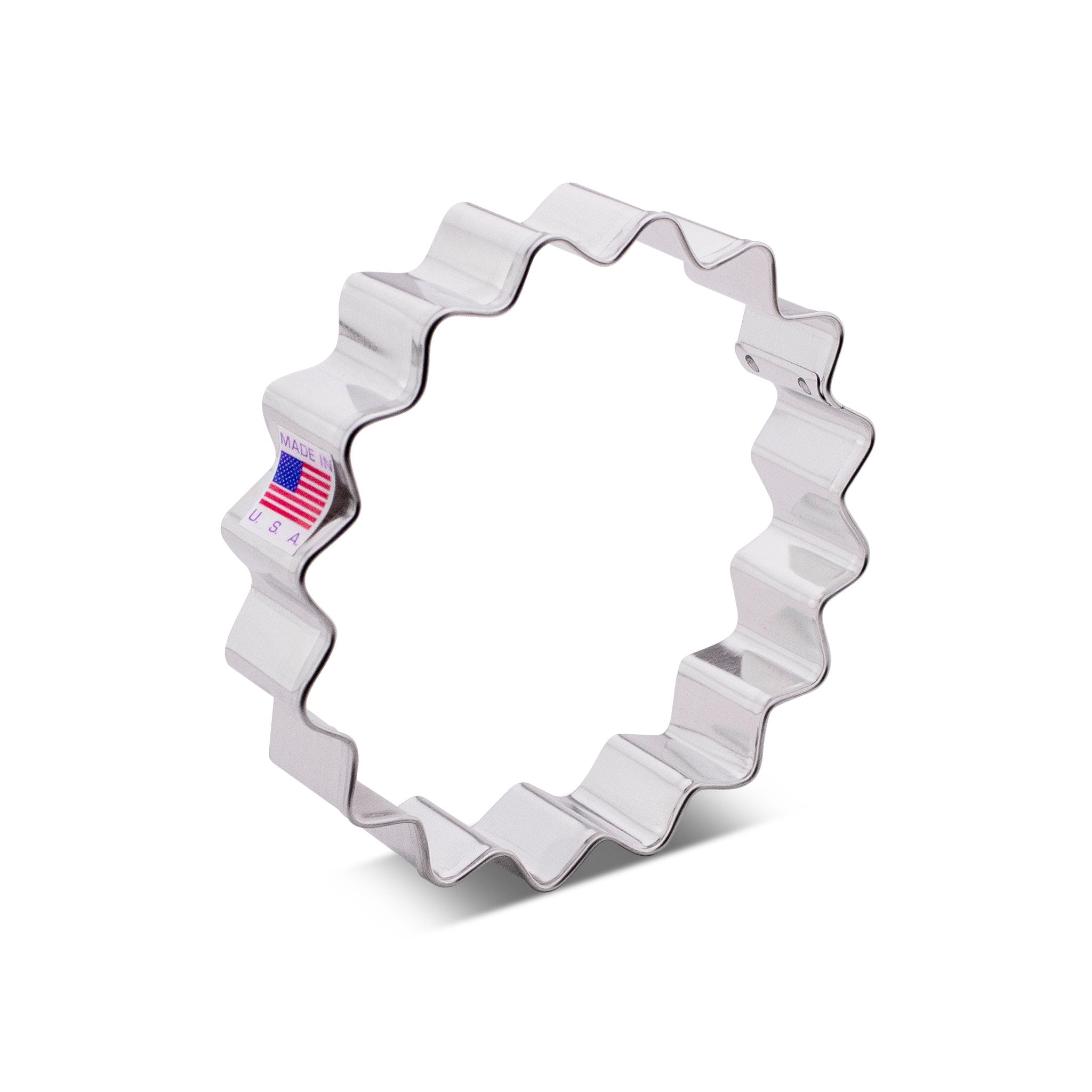 Fluted Circle Cookie Cutter with a wavy edge, made in the USA