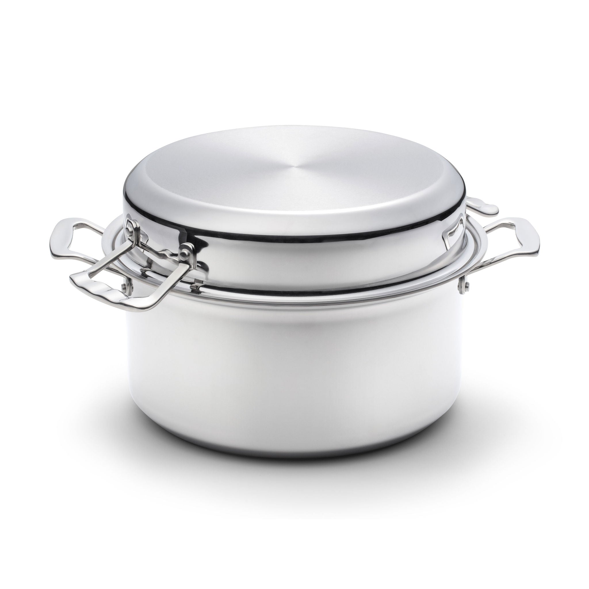 3-in-1 stainless steel roasting pan with lid, designed for versatile cooking.