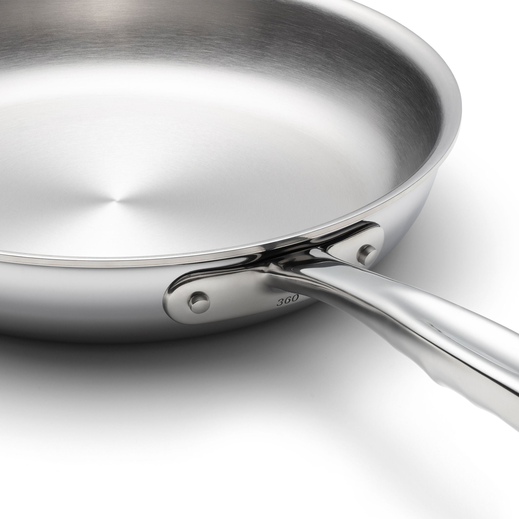 10-inch stainless steel fry pan with ergonomic handle and polished surface