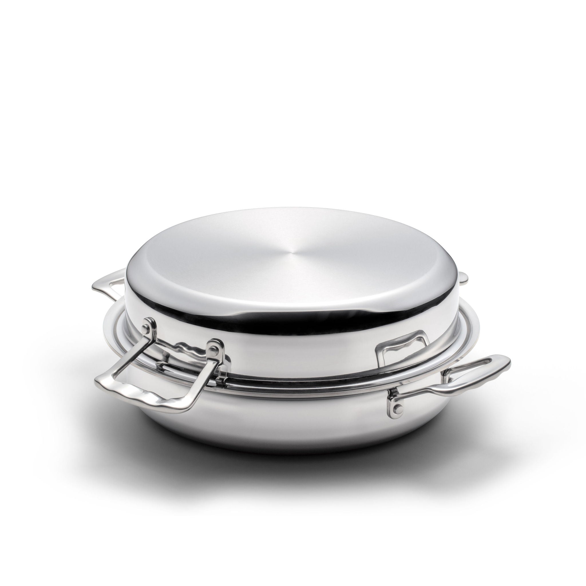 3-in-1 stainless steel roasting pan with lid, suitable for oven roasting and stovetop sautéing
