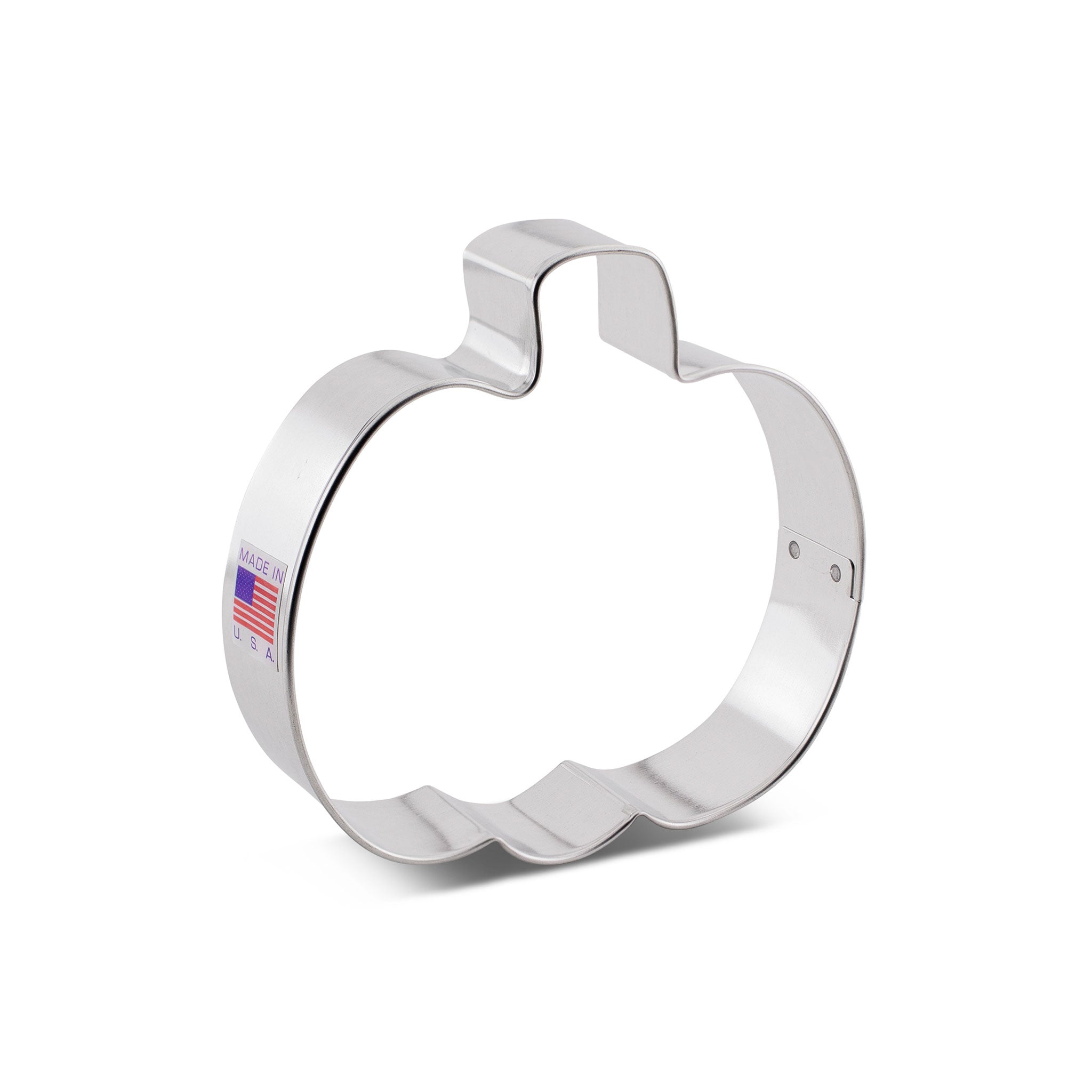 3-inch stainless steel pumpkin cookie cutter with American flag detail