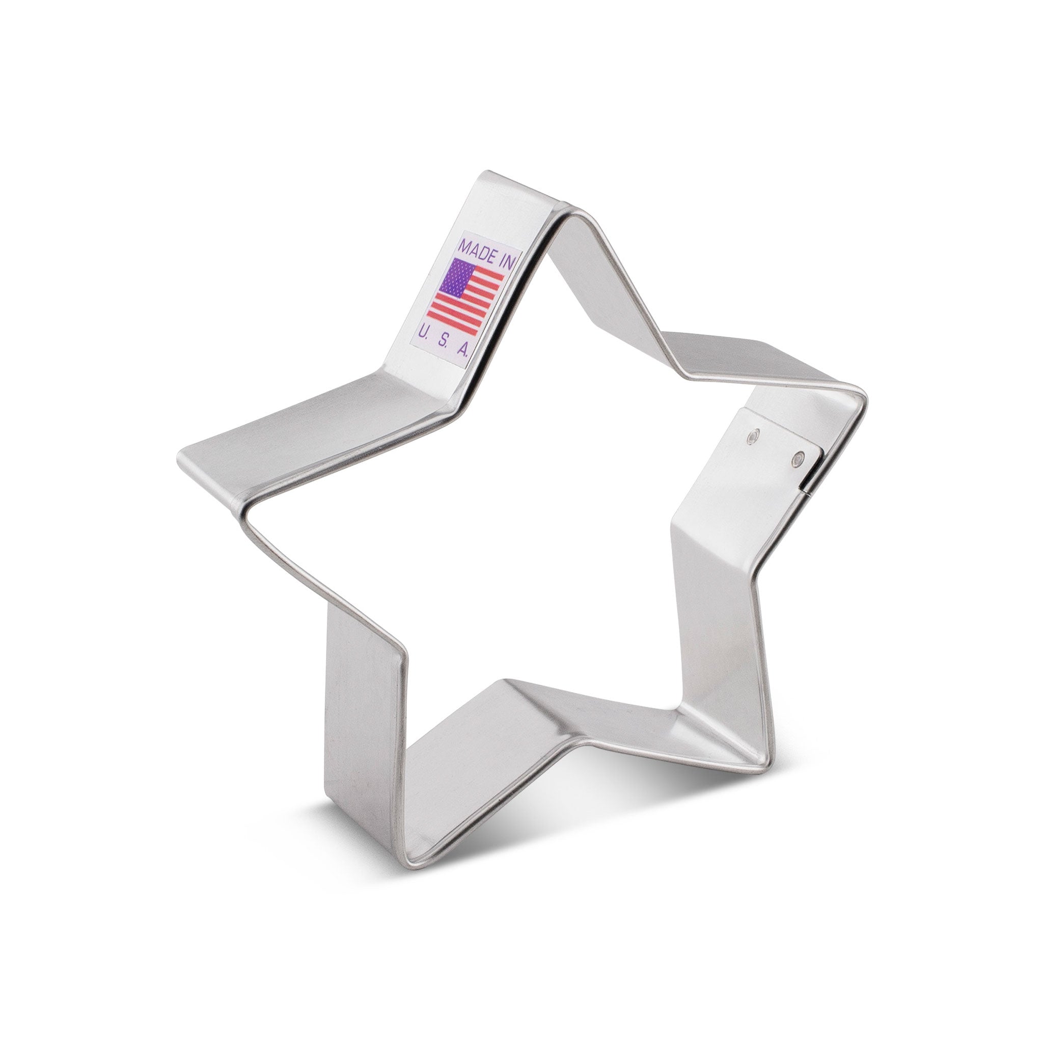 3 1/2 inch star cookie cutter made of stainless steel, made in USA