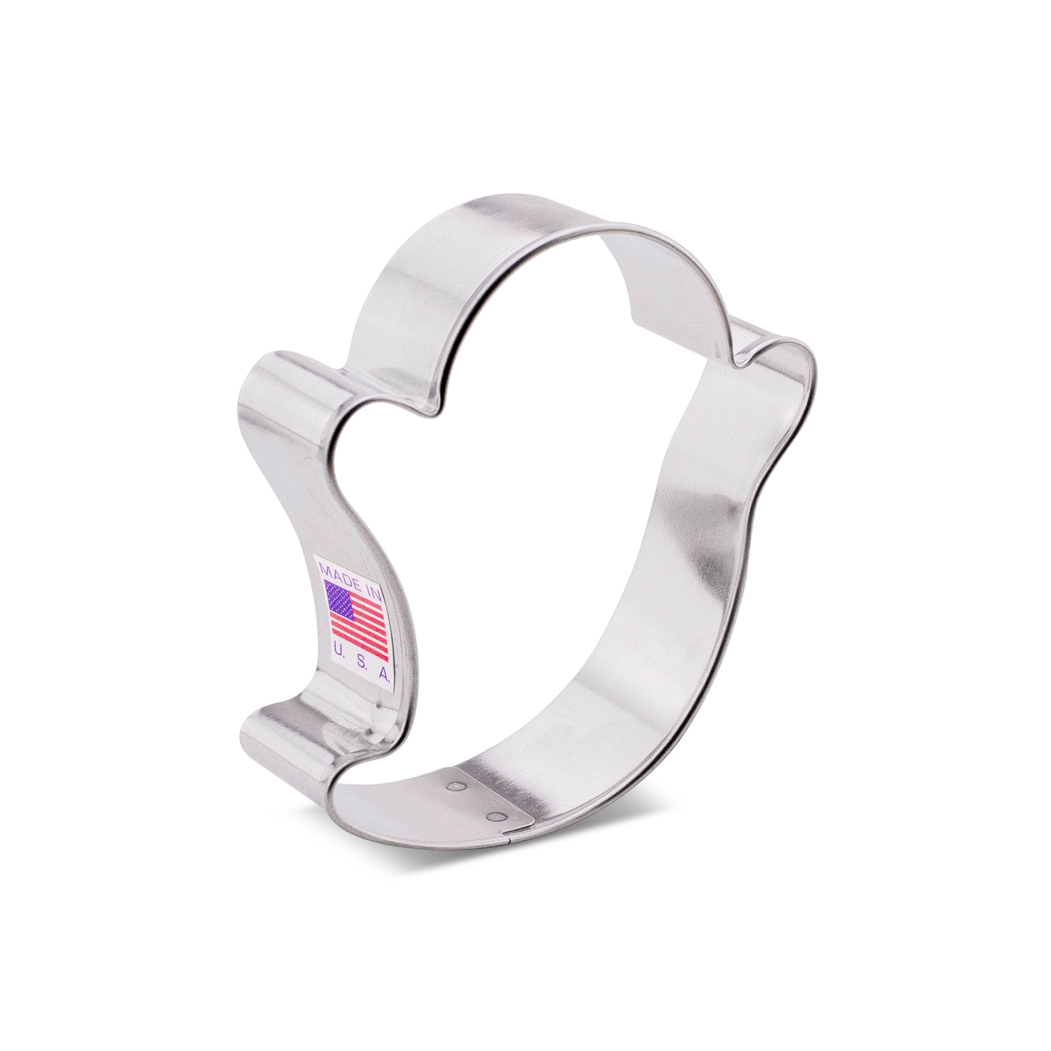 3.35" Ghost Cookie Cutter made of stainless surgical steel, handcrafted in the USA.