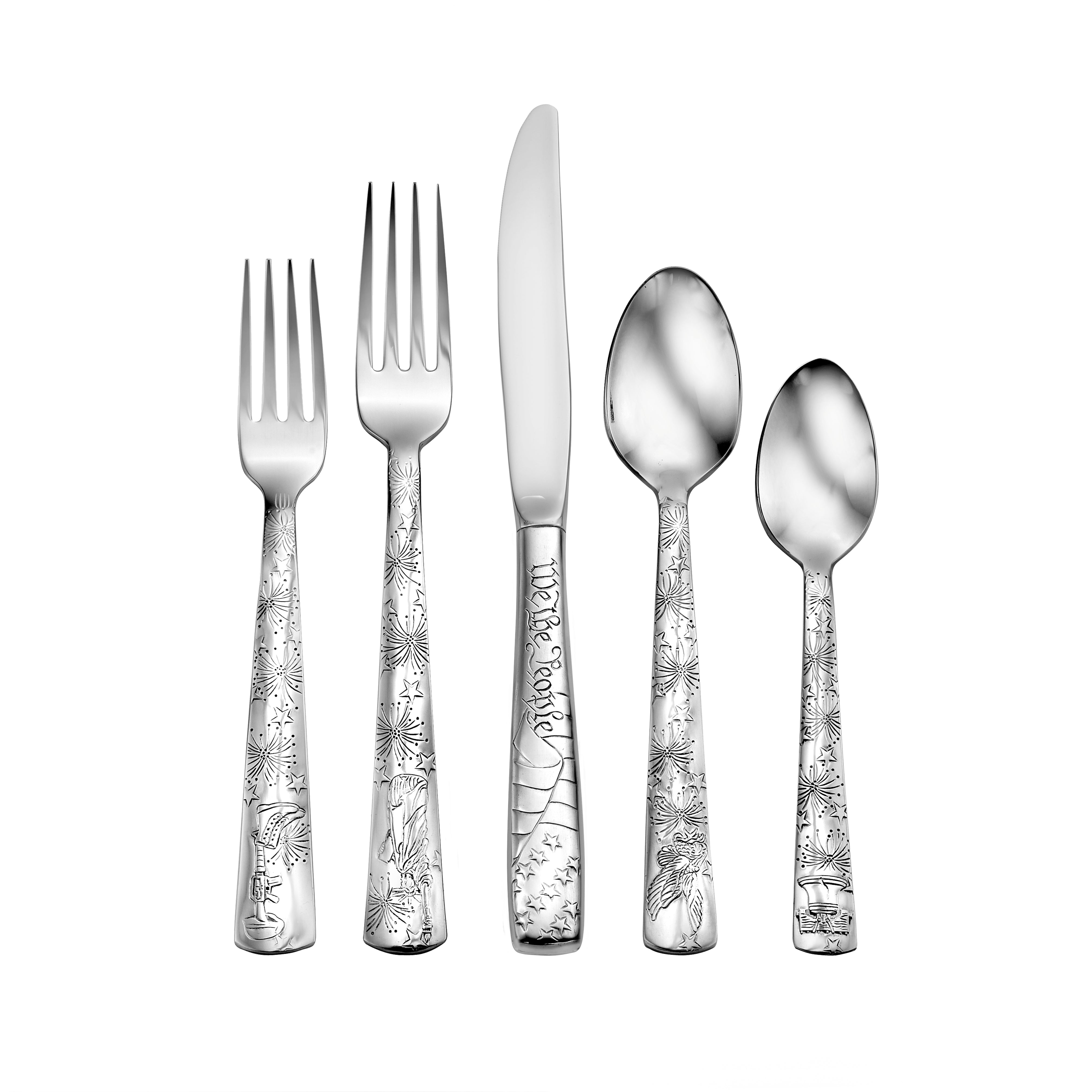 Liberty 45 Piece Flatware Set featuring elegant, patriotic designs