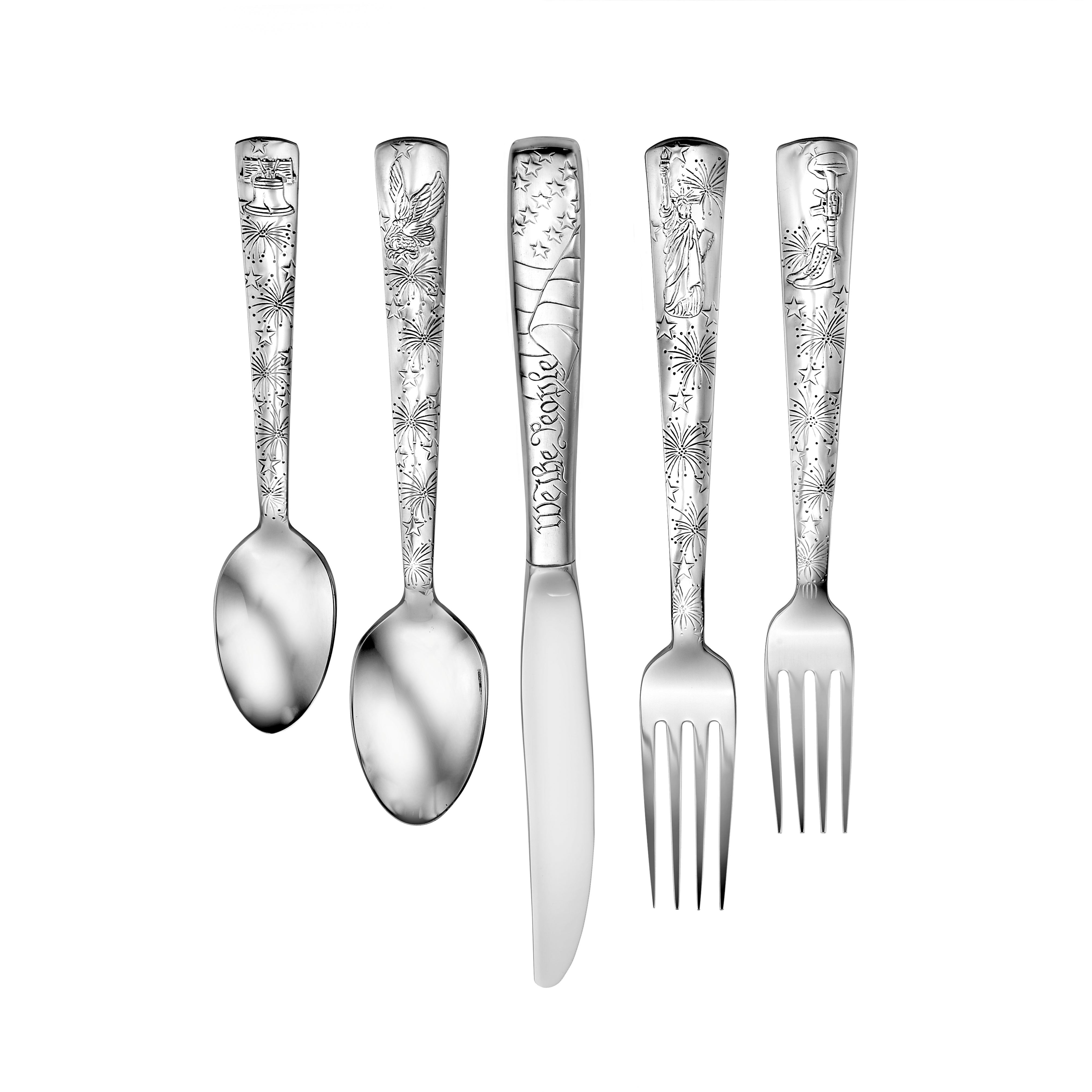 Liberty 45 Piece Flatware Set featuring patriotic designs