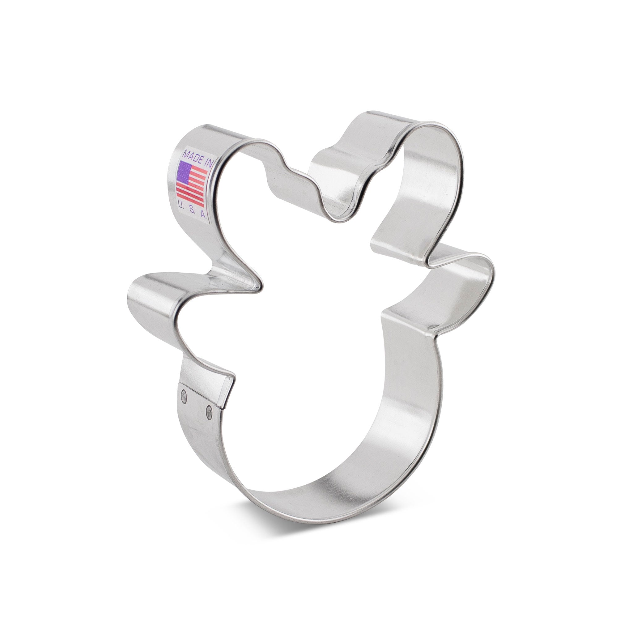 Reindeer head-shaped stainless steel cookie cutter with a flag label